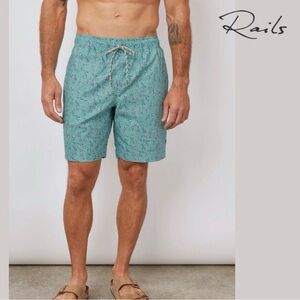 Rails Men's Kian Teal Patterned Board Shorts Size S
